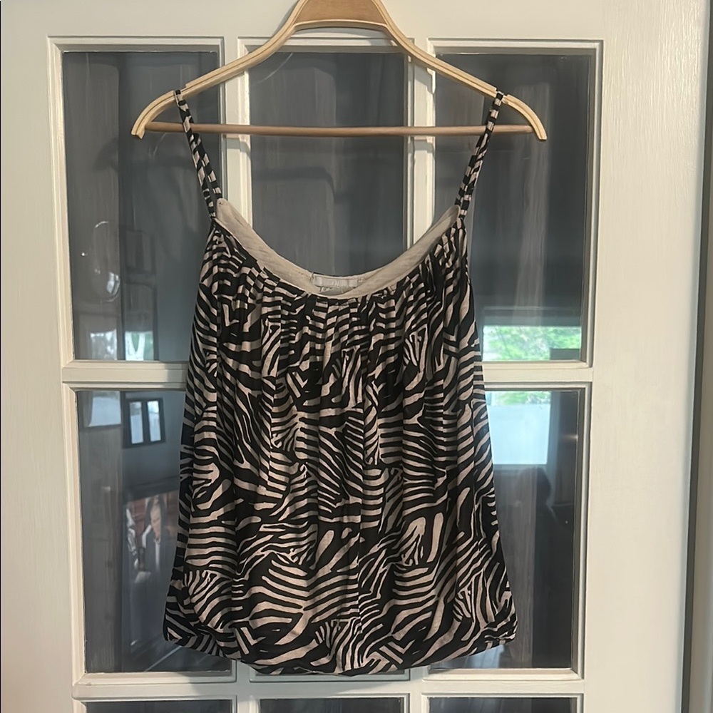 H&M Black and White Ruched Camisole